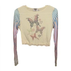 Princess Polly Top Multi-Color Long Sleeve Fitted Crop Top US Size 6 New